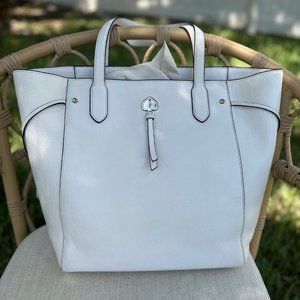 Kate Spade Marti Pebbled Leather Large Tote Bag Parchment White